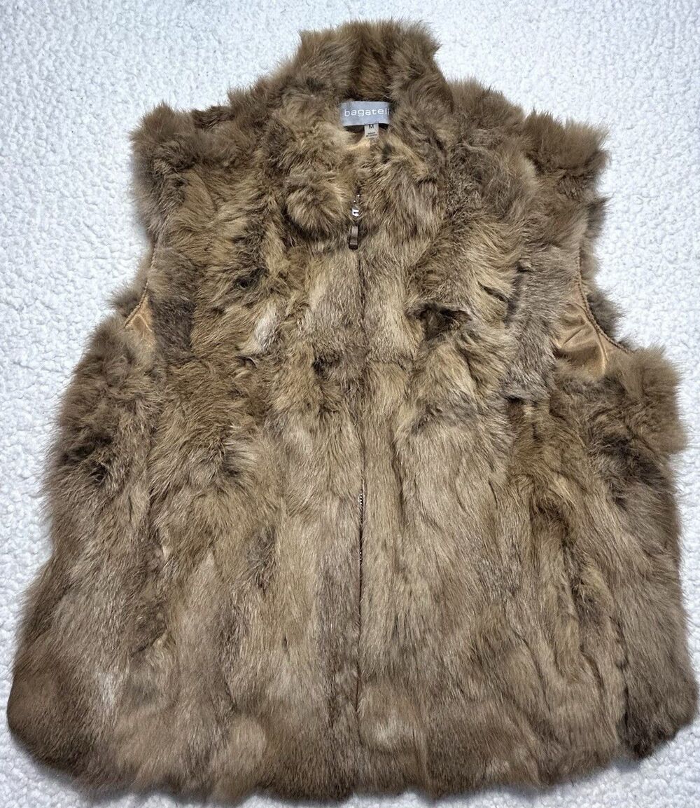 Bagatelle Womens Size M Tan Brown Jacket Coat Faux Fur Collar Satin Lined